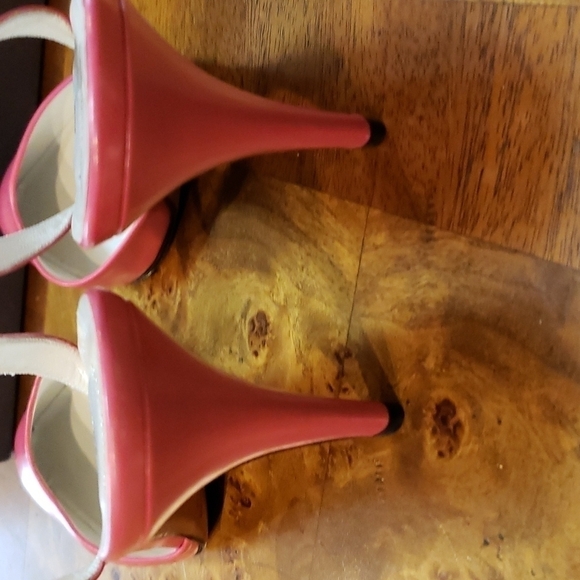 VINTAGE Maserati Coral Leather SlingBack Heels New in Box 8AAA Narrow Beautiful! - Picture 4 of 16